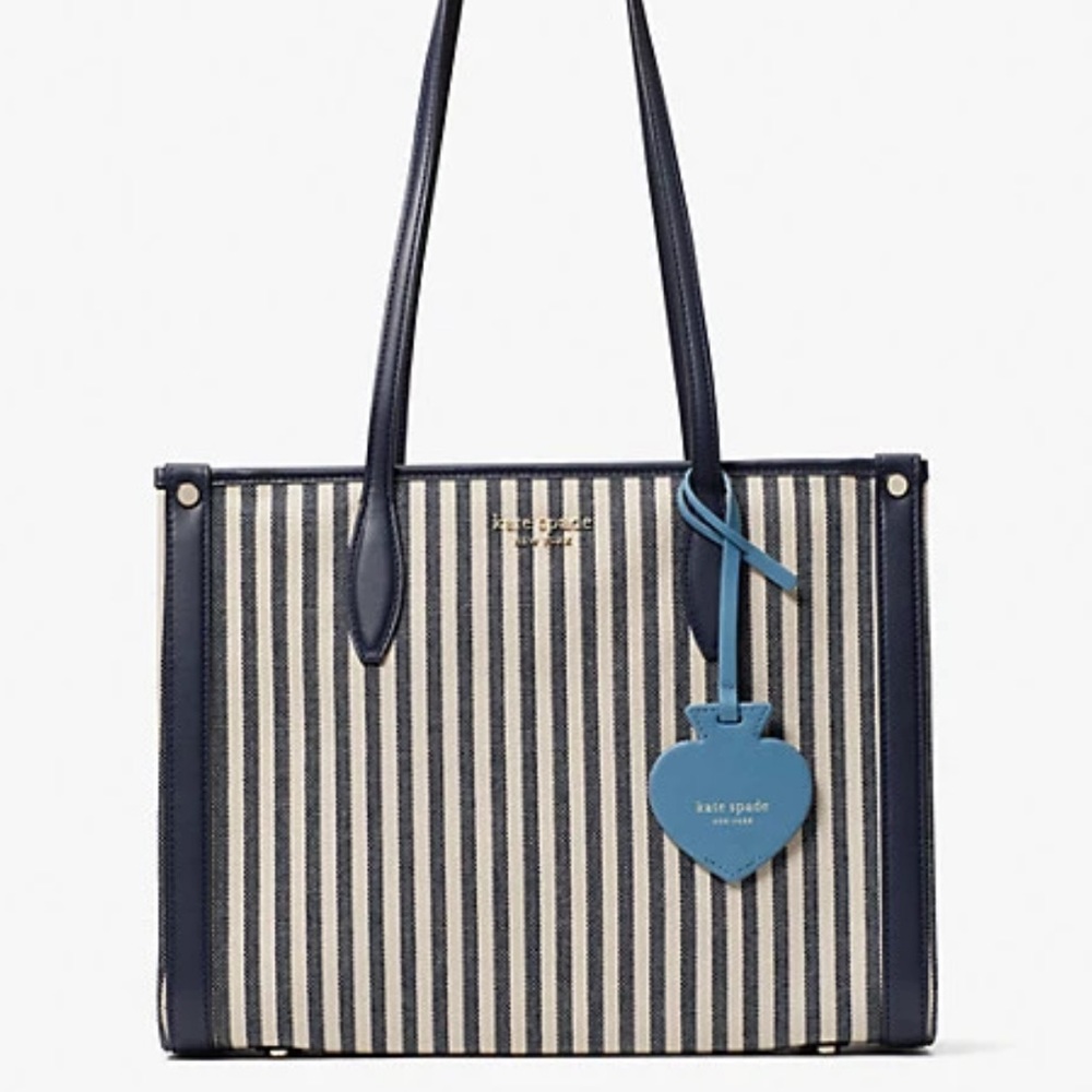 🎁 BEAUTIFUL GIFT MARKET STRIPE TOTE KATE SPADE TOP ZIP CLOSURE AUTHENTIC NEW